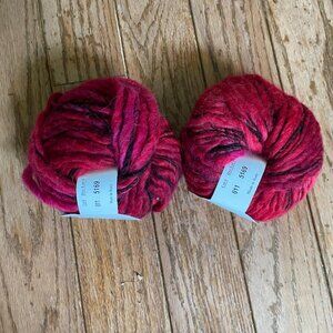 2 Balls Trendsetter Yarns Illusion Wool Blend Yarn - Color 011 Reds - 85 yds ea